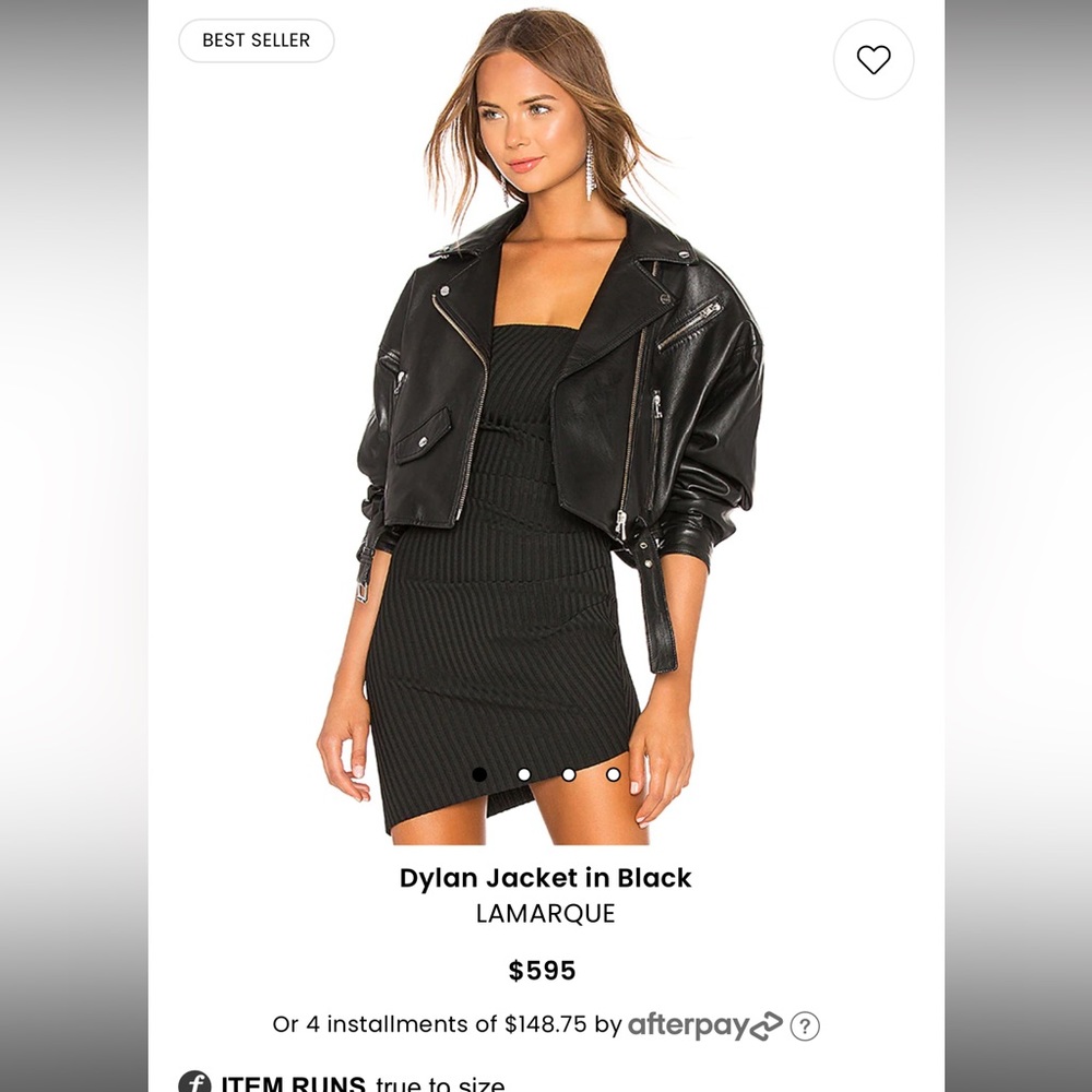 100% Genuine Leather Lamarque Dylan Jacket- Black size Medium